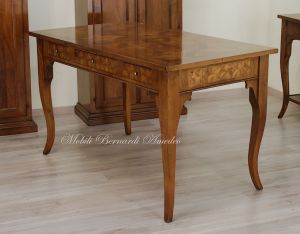 Classic style solid wood desk with inlaid top and 3 drawers